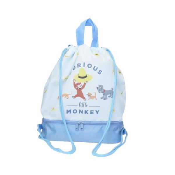 「プールバッグ」 おさるのジョージ 絵本キャラクター プールバッグ 2層ナップサック サックス マルヨシ 海やプールはもちろん、キャンプ等の時にも大活躍のビーチバッグ 世界中で愛されている人気絵本[キュリアスジョージ/おさるのジョージ]のサ...