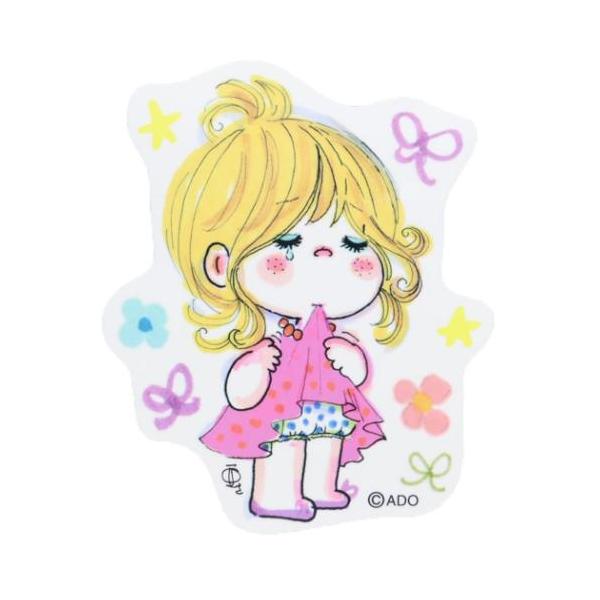 「ステッカー：キャラクター」 水森亜土 キャラクター ダイカットシール ミニデコステッカー ガール グッズ 耐水耐光で屋外使用も出来る可愛いミニデコステッカー 唄いながら透明アクリルボードに可愛いイラストを描く[水森亜土/あどちゃん]グッズ...