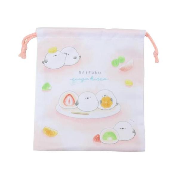 「巾着袋」 マチ付き巾着 きんちゃくポーチ だいふくエナガ 巾着袋 カミオジャパン 喫茶 グッズ だいふくエナガのかわいいランチ雑貨シリーズ 入学 新学期にぴったりのキュートなランチ雑貨シリーズこちらはかわいい[マチ付き巾着袋]しわになりく...