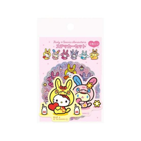 ハローキティ ステッカーセット 3枚入り RODYxサンリオキャラクターズ