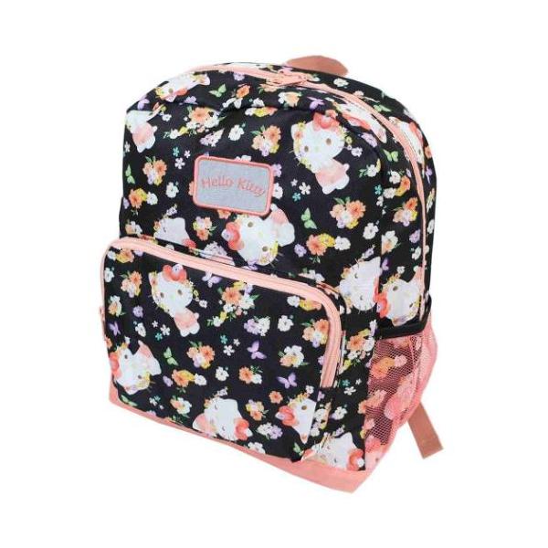 「リュックサック」 ハローキティ グッズ キッズリュック サンリオ キャラクター リュックサック ブラックフラワー 幼稚園のお子さまから小学校低学年のお子さまに最適！ 大人気サンリオキャラクターグッズにまたまた可愛いnewアイテム登場こちら...