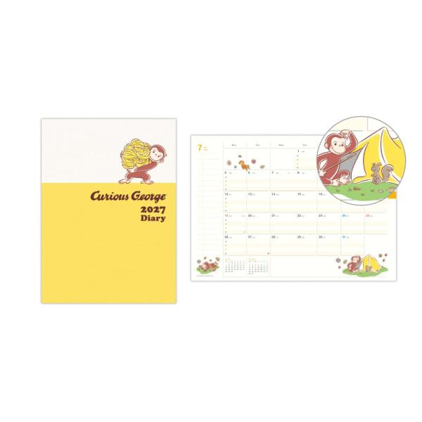 【予約】おさるのジョージ 2027 diary 2027年 手帳 A5ファミリーダイアリー CGA5ファミリー 12月始まり スケジュール帳 令和9年