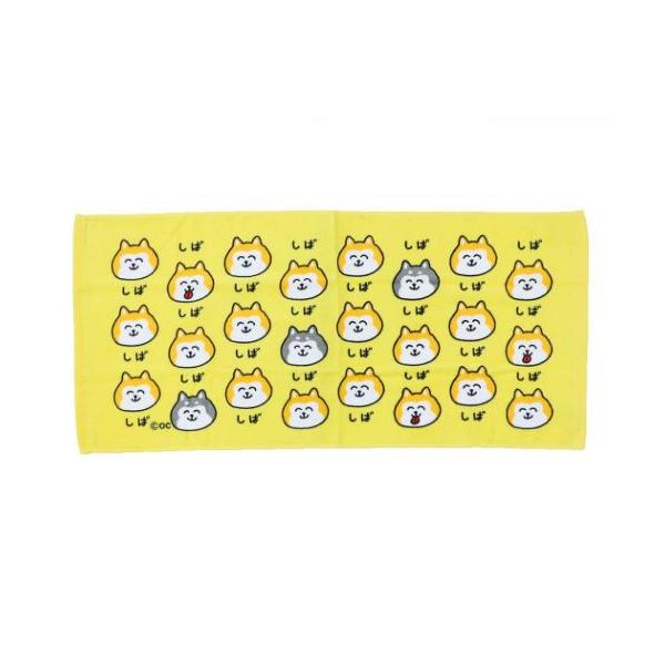 おえかきさん グッズ フェイスタオル 面白雑貨 プリントロングタオル しばいぬさん