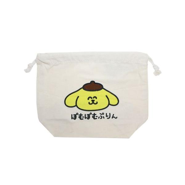 ポムポムプリン 巾着袋 マチ付ききんちゃくポーチ おえかきさんx