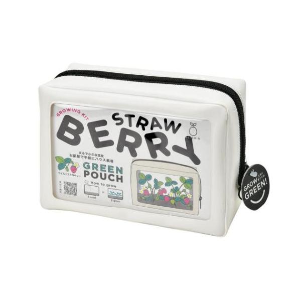 「インテリア雑貨その他」 栽培キット グリーンポーチ 白 ワイルドストロベリー 聖新陶芸 栽培セット ハーブ まるで小さな温室！ポーチで育てるハーブ こちらはお部屋で手軽にハウス栽培が楽しめる[GREEN POUCH/グリーンポーチ/ワイル...