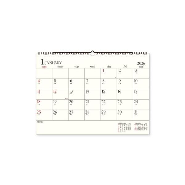 30%OFF】壁掛けカレンダー2026年 A3壁掛 シンプル 2026Calendar 新日本
