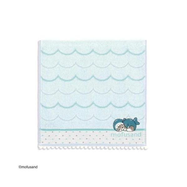 ミニタオル mofusand モフサンド タオルハンカチ ブルー ぽんぽんサメ