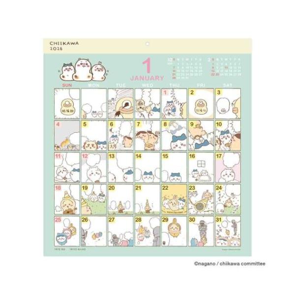 「キャラクター キッズ」 ちいかわ コミックデザイン キャラクター 2026Calendar 壁掛けカレンダー2026年 スケジュール 落書きするように書いても楽しいコミック風デザイン ちいかわ ハチワレ うさぎ達の何気ない日常を描いたSN...