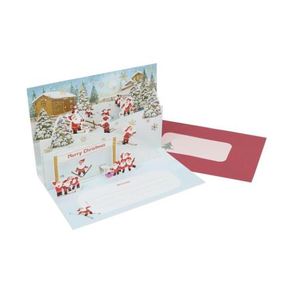 クリスマスカード ミニサンタ ポップアップカード 立体 125029 封筒付きグリーティングカードクリスマス プレゼント 男の子 女の子 ギフト