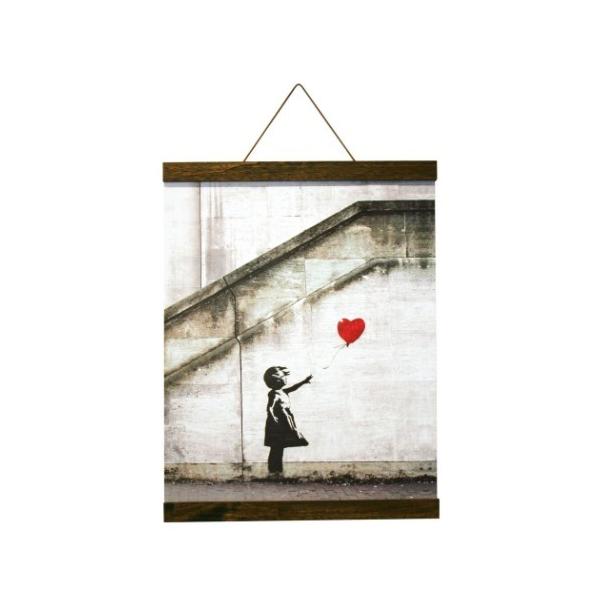 バンクシー Logom ラゴム ポスター ＆ ポスターハンガー セット Banksy Red Balloon(Brown Hanger style) 美工社