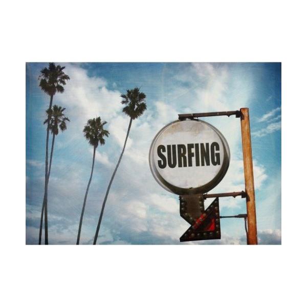 �L�����o�X�A�[�g �C���e���A �ʐ^ �A�[�g Carino Canvas Art surfing sign with palm trees 700x500mm ���H��