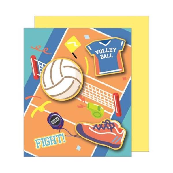 「色紙 賞状」 色紙 バレー部 二つ折りメッセージボード シール＆封筒付き スポーツ 部活シリーズ 卒業記念 卒業、引退する先輩たちへ…熱いメッセージを届けよう 贈ってたのしい、もらってうれしい、一生の想い出になる[よせがき色紙]卒業 引退...