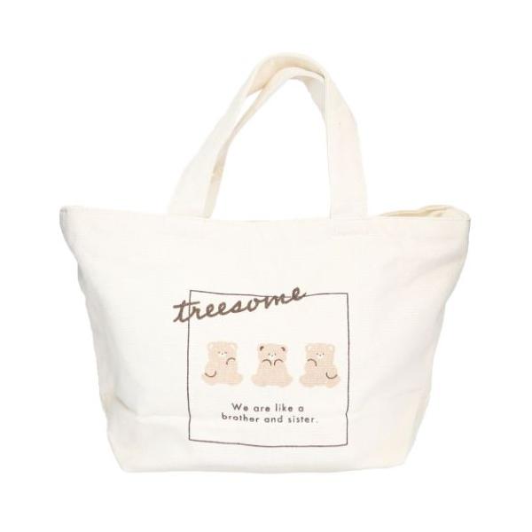 「ランチトート」 ランチバッグ ミニトートバッグ ファスナー付き 仲良しくま アニマル ミントイン お弁当箱と一緒にペットボトルも入る大きめサイズで使いやすい シンプルキュートなキャンバスミニトートバッグお散歩などちょっとしたおでかけに便利...