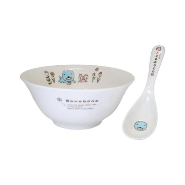 ぼのぼの 中華どんぶり ラーメン＆レンゲセット お花 金正陶器