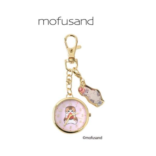 「腕時計」 モフサンド キャラクター キーホルダー時計 チャーム付きキーチェーンウォッチ PI イチゴにゃん 文字盤のねこちゃんがかわいいキーホルダーウォッチ もふもふにゃんこのもふもふな[mofusand/モフサンド]グッズにまたまた可愛...