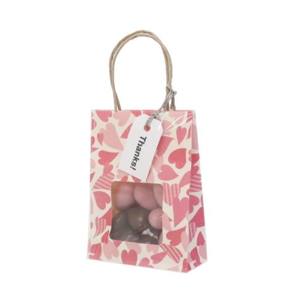 バレンタイン チョコレート グッズ お菓子 プチギフト 日本製 アーモンドチョコ手提げ袋 ふわり ランダムハート