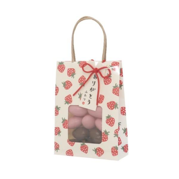 バレンタイン チョコレート プチギフト 日本製 お菓子 アーモンドチョコ手提げ袋 ふわり いちご