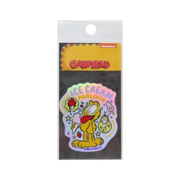 「ステッカー：キャラクター」 ダイカットシール ガーフィールド ホログラムミニステッカー ICE CREAM PARLOUR 耐水耐光 デコステッカー 自転車やパソコンいろんなところに貼って楽しい耐水ステッカー 1979年に誕生した猫の[ガ...