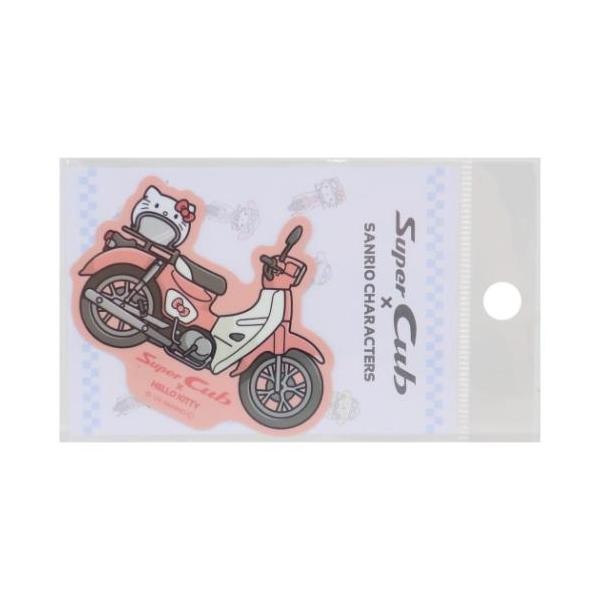 「ステッカー：キャラクター」 ハローキティ サンリオ キャラクター ダイカットシール ビニールステッカー 自転車やパソコンいろんなところに貼って楽しい耐水ステッカー 大人気サンリオキャラクターとHONDAのスーパーカブがコラボしたかわいいス...