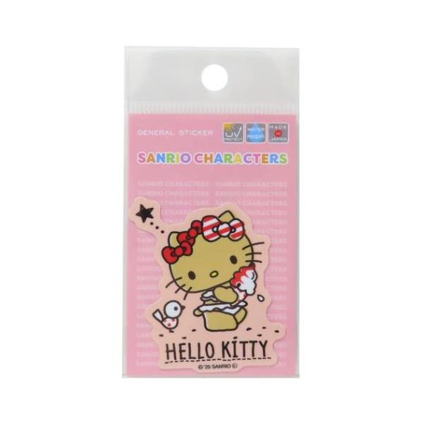 「ステッカー：キャラクター」 ハローキティ ダイカットミニステッカー サンリオ ビニールシール キャラクター 日焼け ソフトクリーム 自転車やパソコンいろんなところに貼って楽しい耐水ステッカー 大人気サンリオキャラクターグッズにまたまた可愛...