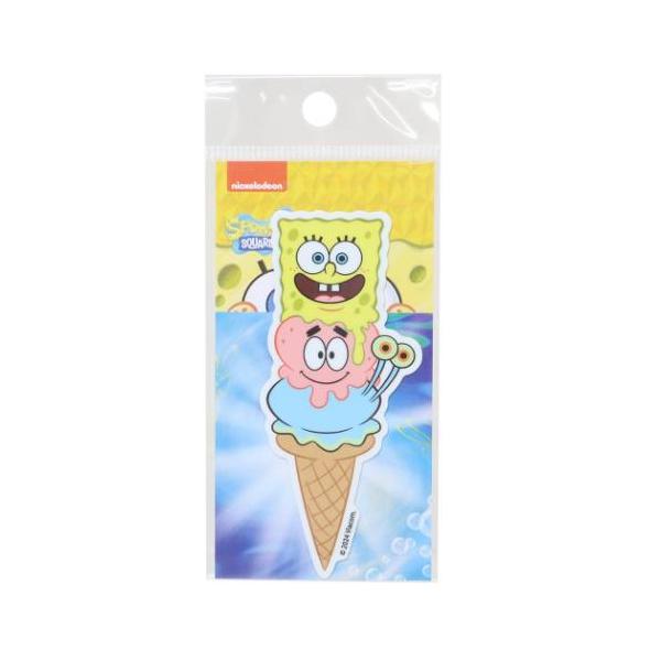 「ステッカー：キャラクター」 スポンジボブ ダイカットミニステッカー ビニールシール キャラクター アイス 自転車やパソコンいろんなところに貼って楽しい耐水ステッカー 大人気[スポンジボブ]のかわいいステッカーが登場耐光耐水仕様のビニール素...