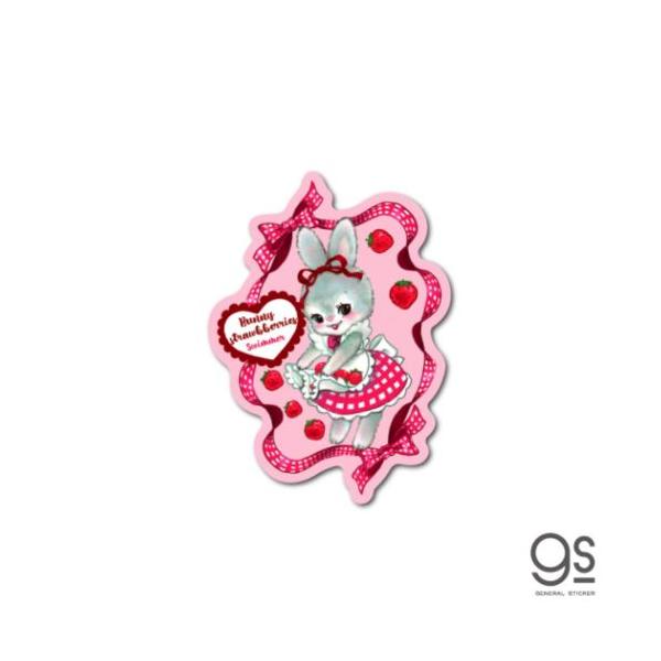 「ステッカー：キャラクター」 ダイカットシール スイマー ダイカットビニールミニステッカー いちごチェックうさ SWIMMER ゼネラルステッカー 自転車やパソコンいろんなところに貼って楽しい耐水ステッカー 人気雑貨ブランド[SWIMMER...