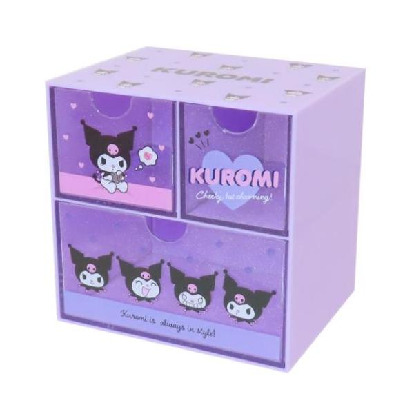 「卓上収納」 クロミ キャラチェスト 卓上収納 サンリオ 上部2つと下段1つに小物を収納できます 大人気サンリオキャラクターグッズにまたまた可愛いnewアイテム登場こちらは定番アイテム[チェストボックス]上部2つと下段1つに小物を収納できま...