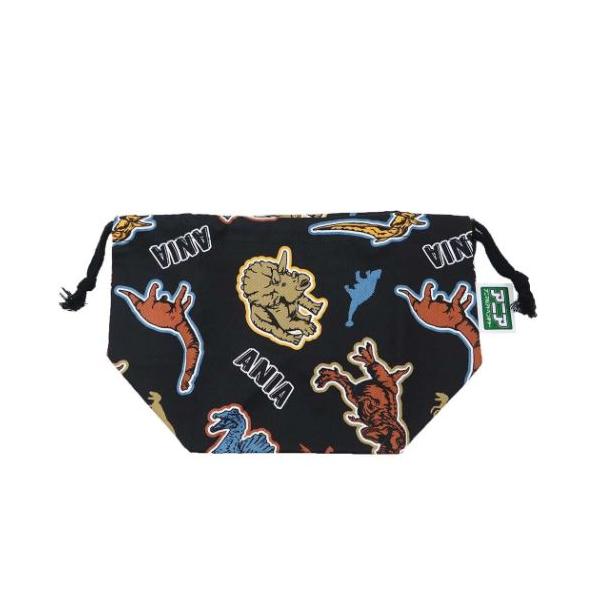 「ランチ巾着」 ランチ巾着 アニア ランチ袋 お弁当きんちゃくポーチ 恐竜 クロ 新学期準備雑貨 幼稚園 小学生 お弁当を包むのに便利なランチ巾着ポーチ 動かして遊べる手のひらサイズのフィギュア[アニア]のキュートな学童雑貨シリーズこちらは...