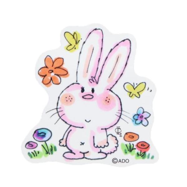 「ステッカー：キャラクター」 水森亜土 キャラクター ダイカットシール ミニデコステッカー ウサギ 耐水耐光で屋外使用も出来る可愛いミニデコステッカー 唄いながら透明アクリルボードに可愛いイラストを描く[水森亜土/あどちゃん]グッズにまたま...