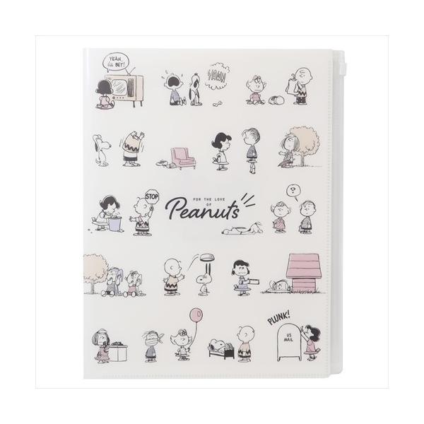 大人気新品  PEANUTS スヌーピー ジップファスナー付6ポケットA4クリア フォルダー・書類入れ