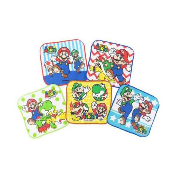他サイト： スーパーマリオ キャラクター ミニタオル マリオワールド 5枚組の商品画像