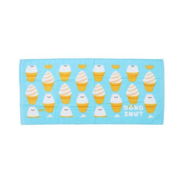 フェイスタオル DOKOINU？ プリントロングタオル ドコイヌ ソフトクリーム 爆買