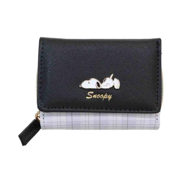 スヌーピー 財布 寝転びプレートミニ財布 チェック  ピーナッツ ラビット 爆買