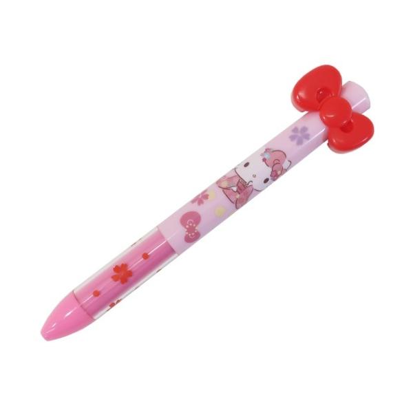 ハローキティ 黒 赤 2色ボールペン リボンmimiペン 桜 サンリオ