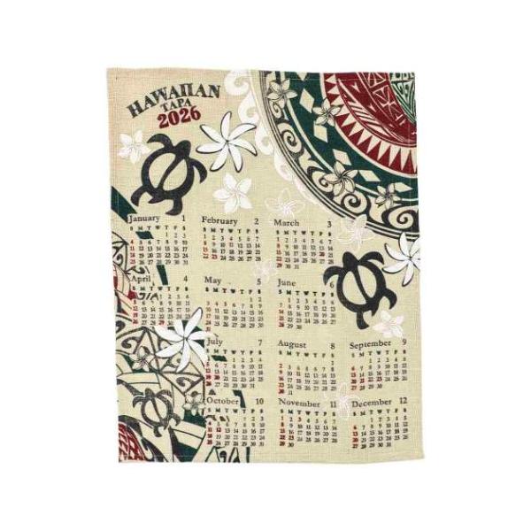 「アート」 2026Calendar ジュートカレンダー ハワイアンタパ 壁掛けカレンダー2026年 BLEACH トモコーポレーション 天然素材ジュートを活かしたスクリーンプリントカレンダー ハワイ伝統のタパ柄に幸運の象徴ホヌを描きました...