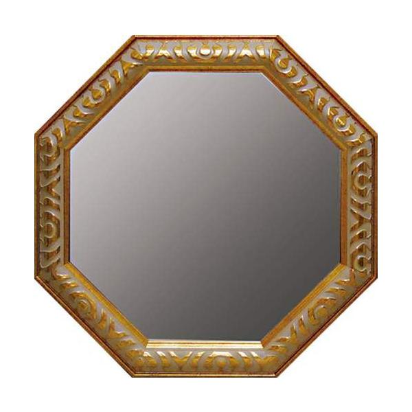 八角形金色ミラー 梵字入り 開運風水 八角ミラー アンティーク