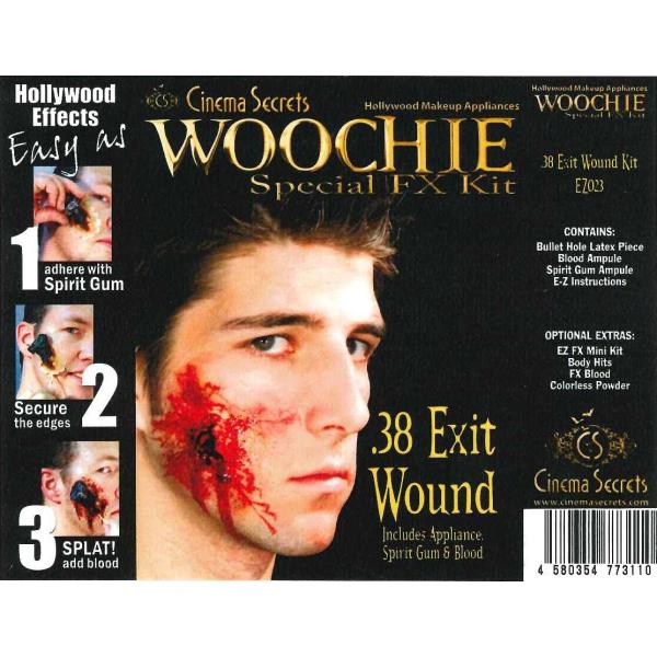 弾痕の特殊メイクキット WOOCHIE,.38 Exit Wound kit EZ023｜弾痕,銃撃,ピストル,ライフル,傷跡,重傷,ドッキリ