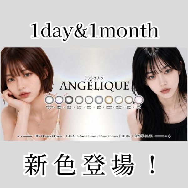 アンジェリーク ワンデー マンスリー カラコン 1day 10枚入り 1month 2枚入り 1ヶ月 度あり 度なし ANGELIQUE 水光 韓国 韓国メイク ちゅるん 高発色 ハーフ
