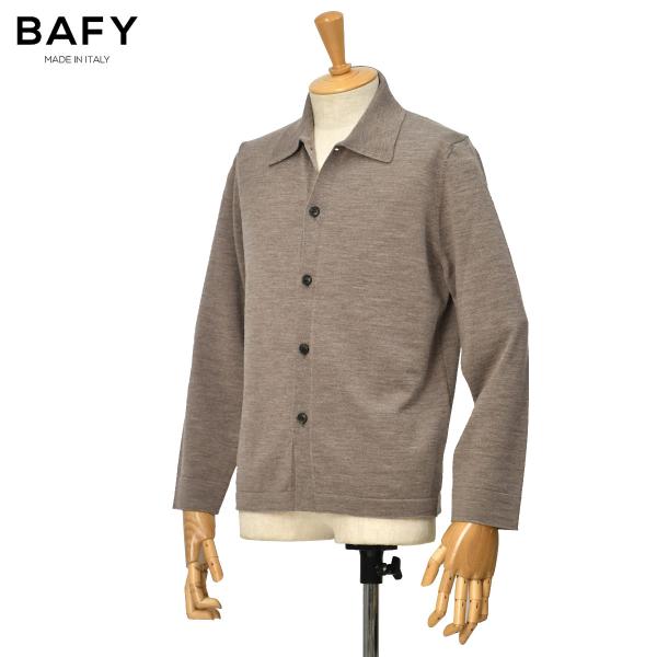 BAFY【バフィー】襟付きカーディガン 14G 46015 45461 ウール グレージュ