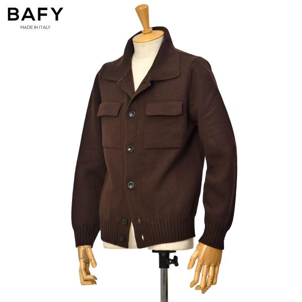 BAFY【バフィー】襟付きニットブルゾン カーディガン 5G 46025 45415 ウール ブラウン