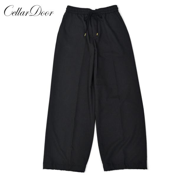 【50％OFF】【返品交換不可】【size38】Cellar Door【セラードアー】ドローストリングパンツ LAURA TQ050 99 ポリエステル レーヨン ブラック