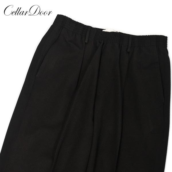 Cellar Door【セラードアー】ワンプリーツパンツ ALFRED PINCE BL 99 ウール調ポリエステルビスコース ブラック