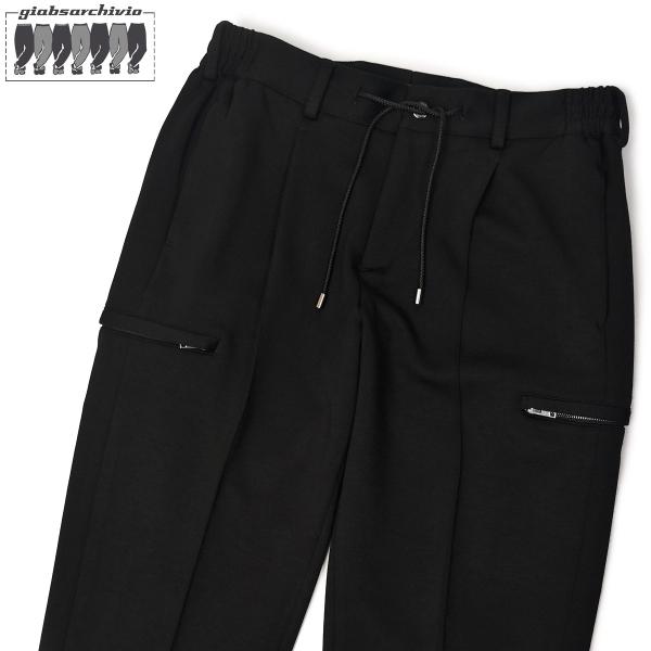 giabsarchivio【ジャブスアルキヴィオ】リラックスカーゴパンツ TIZIANO/P3 A5636 90 トロジャージー ポリエステル ブラック