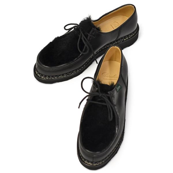 【極美品】パラブーツ ローファー ファー サイズ3.5 ブラック Paraboot（パラブーツ）REIMS+VISON（ランス+ミンクファー