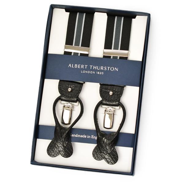 60％以上節約 アルバートサーストン サスペンダー ライトグレー無地