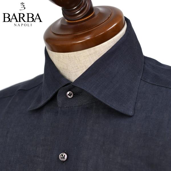 BARBA【バルバ】セミワイドカラーシャツ DENDY 47094 2 リネン ネイビー