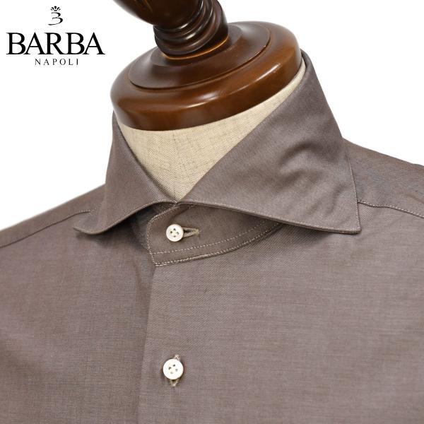 BARBA【バルバ】ホリゾンタルワイドカラーシャツ BRUNO 50097 3 コットン シャンブレー ブラウン