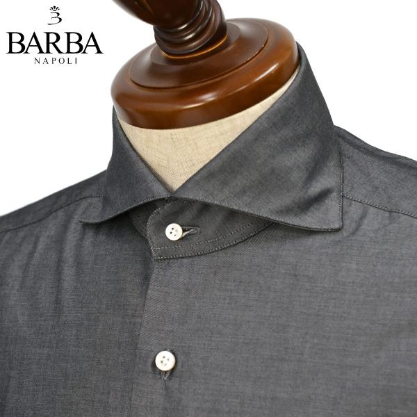 BARBA【バルバ】ホリゾンタルワイドカラーシャツ BRUNO 50097 4 コットン シャンブレー グレー