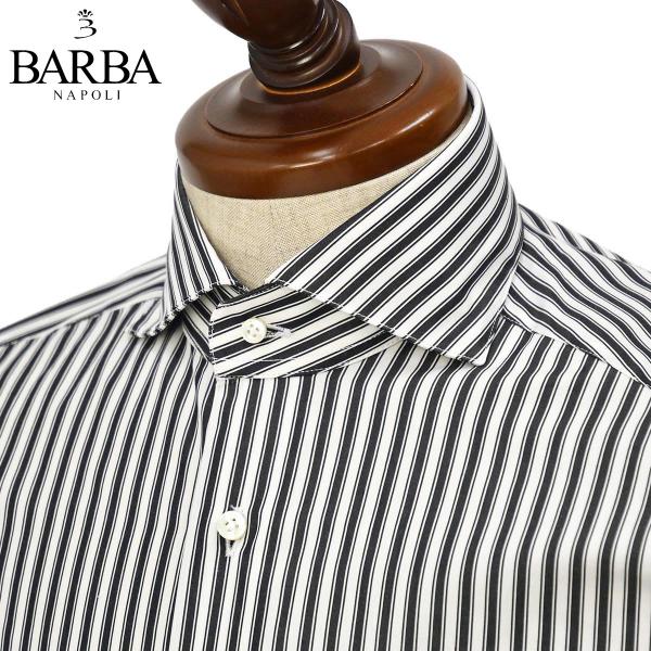 【FINAL SALE 返品交換不可】【size36】BARBA【バルバ】ドレスシャツ BRUNO I1U262700408U フラシ コットン ストライプ ブラック