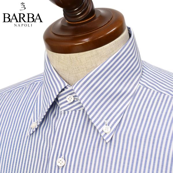 BARBA【バルバ】ボタンダウンシャツ BRK 40106 2 コットン オックス ロンドンストライプ ブルー